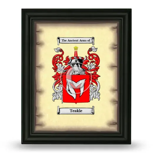 Teakle Coat of Arms Framed - Black