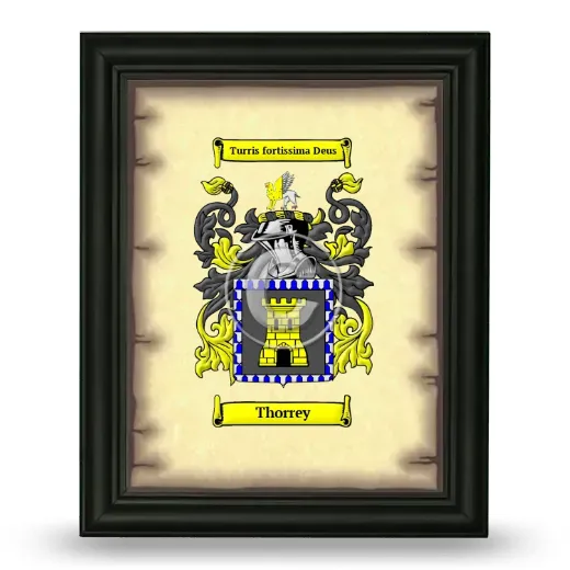 Thorrey Coat of Arms Framed - Black