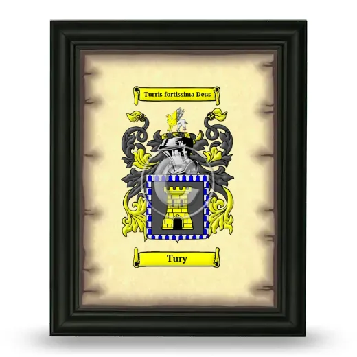 Tury Coat of Arms Framed - Black