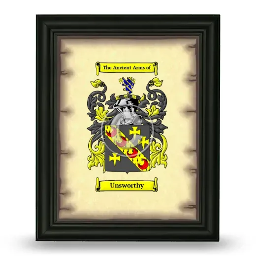 Unsworthy Coat of Arms Framed - Black
