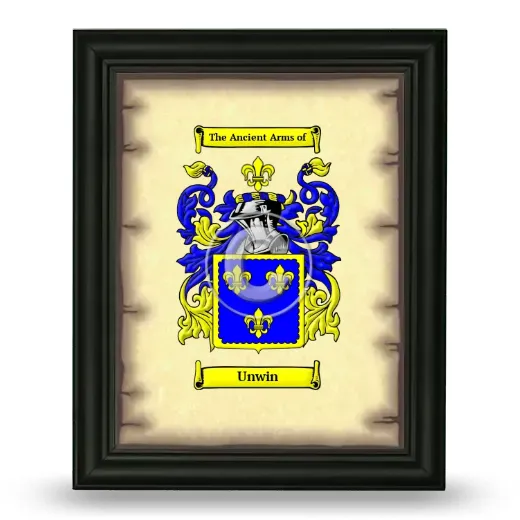 Unwin Coat of Arms Framed - Black
