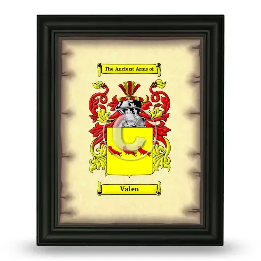 Valen Coat of Arms Framed - Black