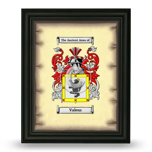 Valens Coat of Arms Framed - Black