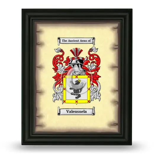 Valensuela Coat of Arms Framed - Black