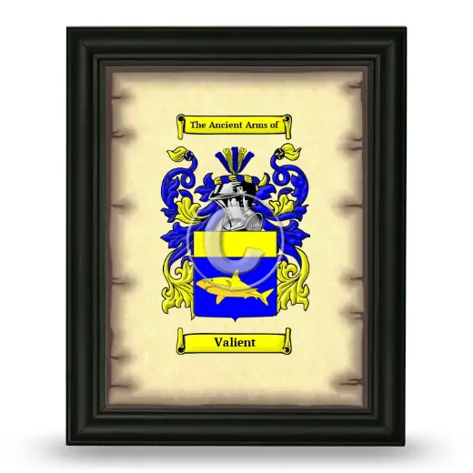 Valient Coat of Arms Framed - Black