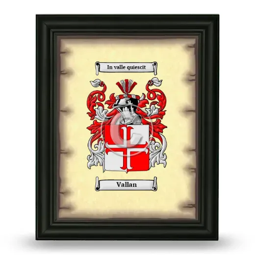Vallan Coat of Arms Framed - Black