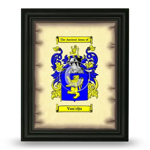 Van'rijn Coat of Arms Framed - Black