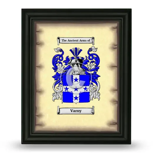 Varny Coat of Arms Framed - Black