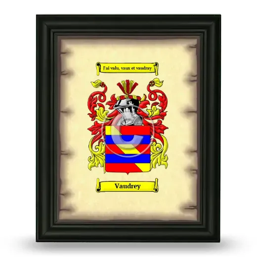 Vaudrey Coat of Arms Framed - Black