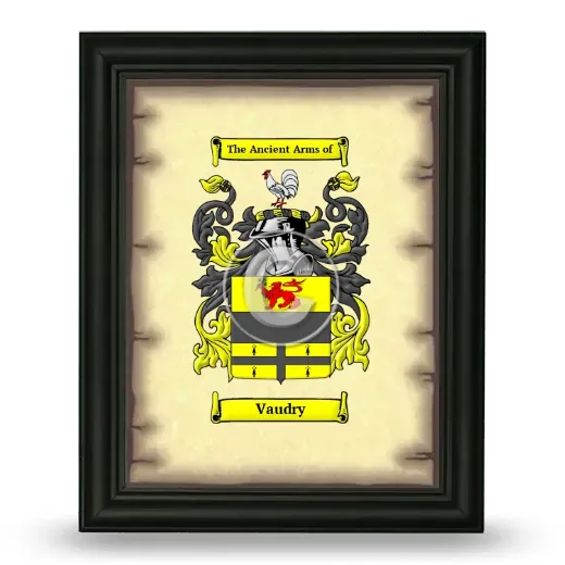 Vaudry Coat of Arms Framed - Black