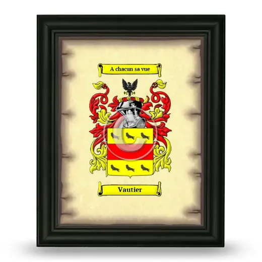 Vautier Coat of Arms Framed - Black
