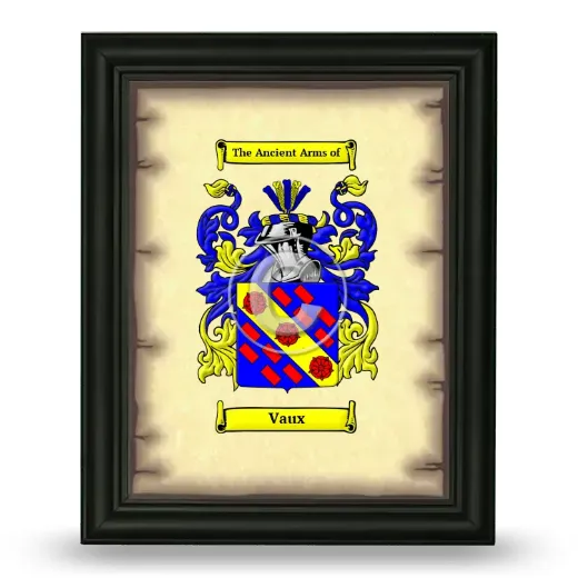 Vaux Coat of Arms Framed - Black