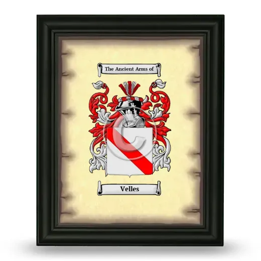 Velles Coat of Arms Framed - Black