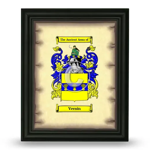 Vernin Coat of Arms Framed - Black