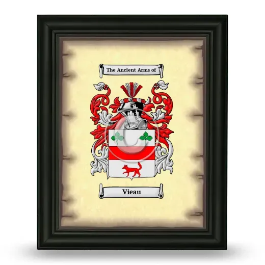 Vieau Coat of Arms Framed - Black