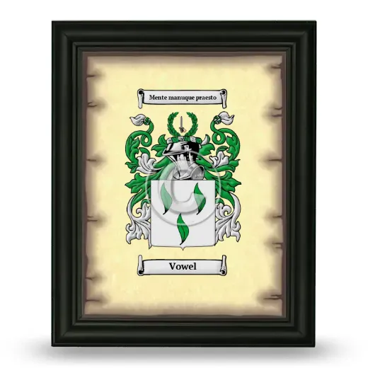 Vowel Coat of Arms Framed - Black