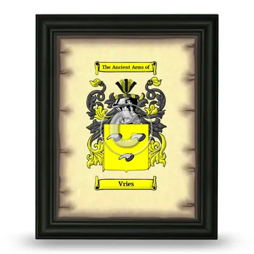 Vries Coat of Arms Framed - Black