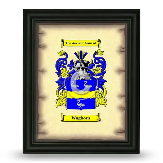 Waghorn Coat of Arms Framed - Black