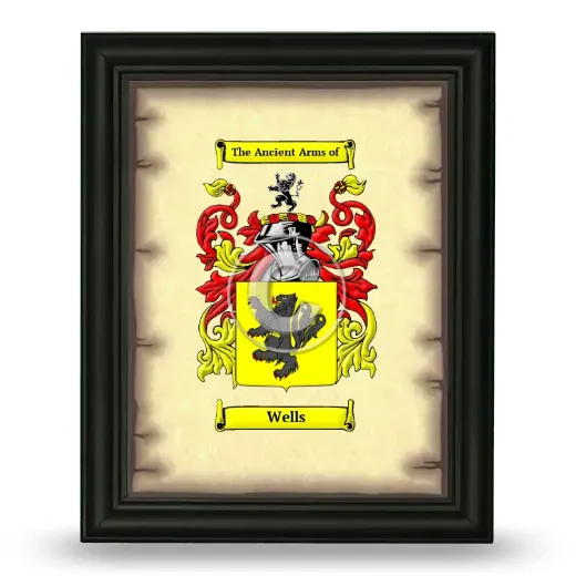 Wells Coat of Arms Framed - Black
