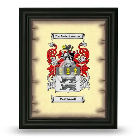 Wetherell Coat of Arms Framed - Black