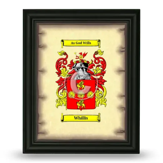Whillis Coat of Arms Framed - Black