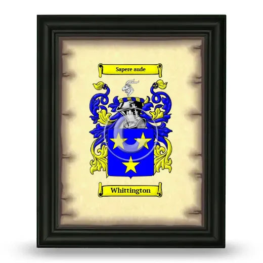 Whittington Coat of Arms Framed - Black