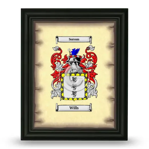 Wills Coat of Arms Framed - Black