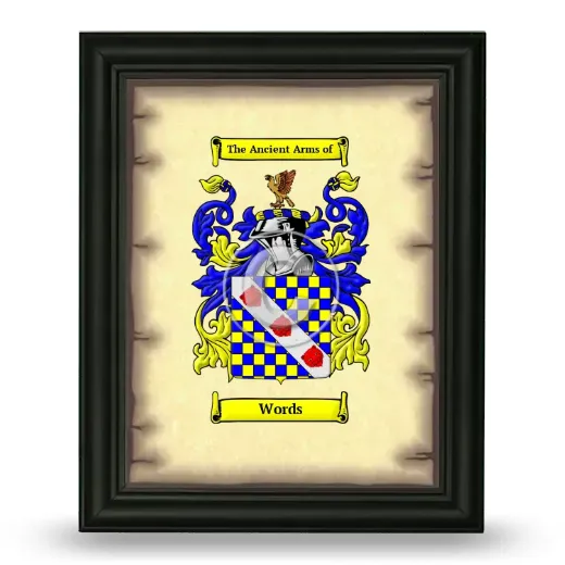 Words Coat of Arms Framed - Black