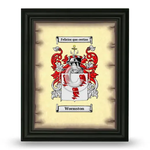Wormston Coat of Arms Framed - Black