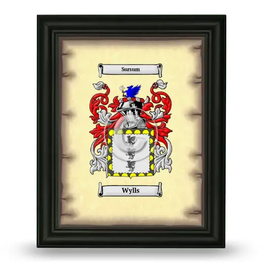 Wylls Coat of Arms Framed - Black