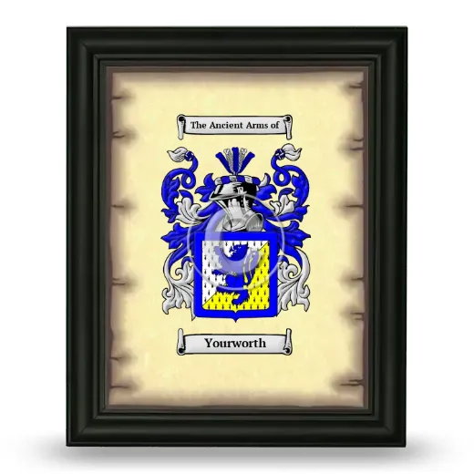 Yourworth Coat of Arms Framed - Black