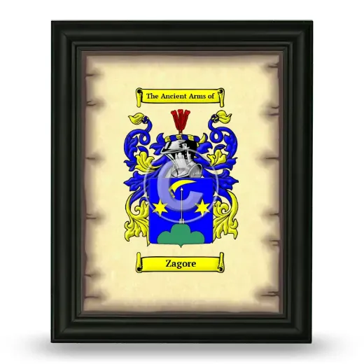 Zagore Coat of Arms Framed - Black