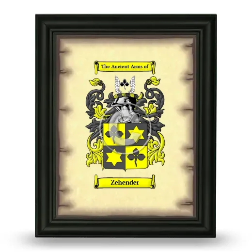 Zehender Coat of Arms Framed - Black