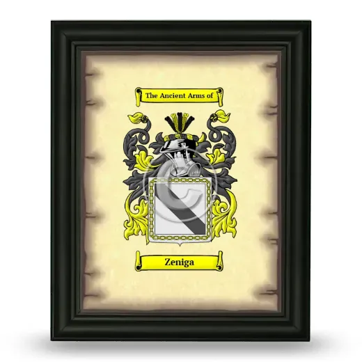 Zeniga Coat of Arms Framed - Black