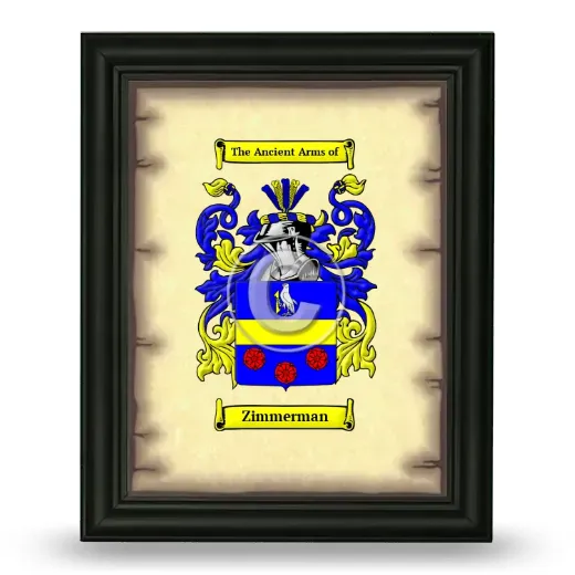 Zimmerman Coat of Arms Framed - Black
