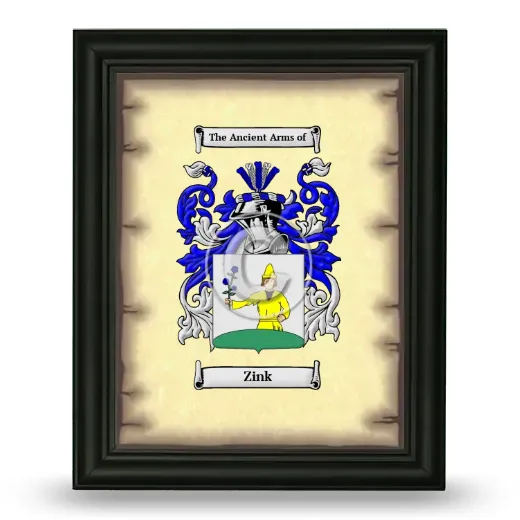 Zink Coat of Arms Framed - Black