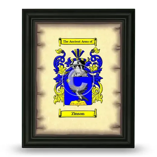 Zinson Coat of Arms Framed - Black