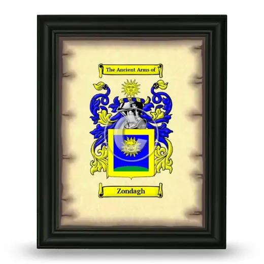 Zondagh Coat of Arms Framed - Black