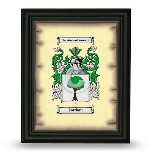 Zordani Coat of Arms Framed - Black