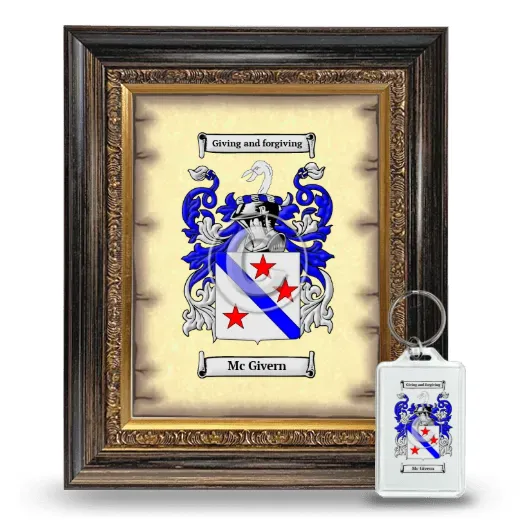 Mc Givern Framed Coat of Arms and Keychain - Heirloom
