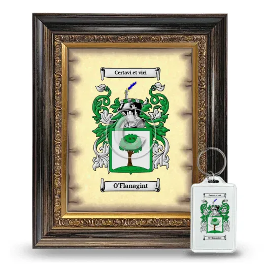 O'Flanagint Framed Coat of Arms and Keychain - Heirloom