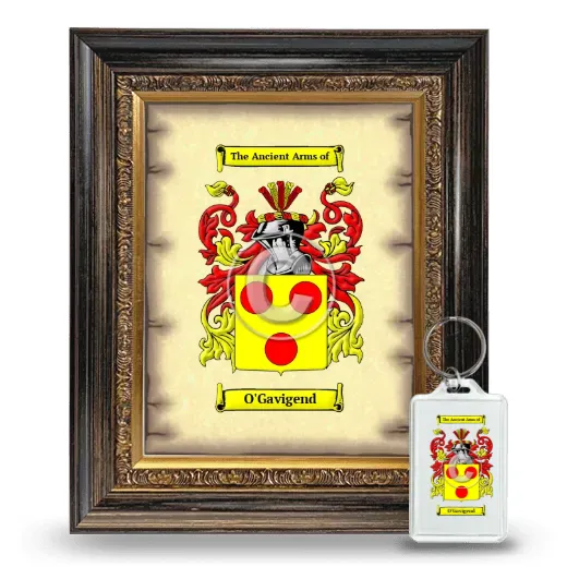 O'Gavigend Framed Coat of Arms and Keychain - Heirloom
