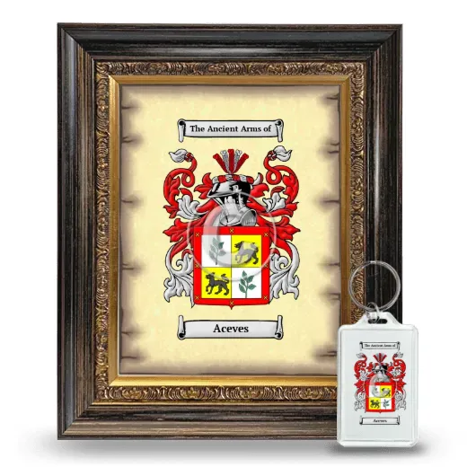 Aceves Framed Coat of Arms and Keychain - Heirloom