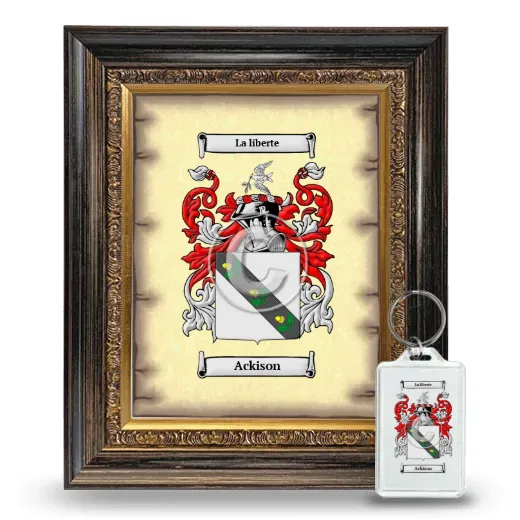 Ackison Framed Coat of Arms and Keychain - Heirloom