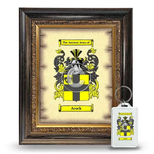 Acock Framed Coat of Arms and Keychain - Heirloom