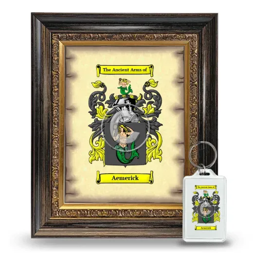 Aemerick Framed Coat of Arms and Keychain - Heirloom