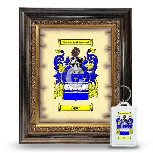 Ague Framed Coat of Arms and Keychain - Heirloom