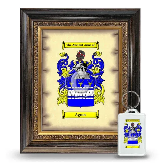 Agues Framed Coat of Arms and Keychain - Heirloom