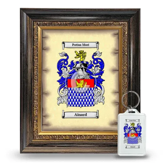 Ainard Framed Coat of Arms and Keychain - Heirloom