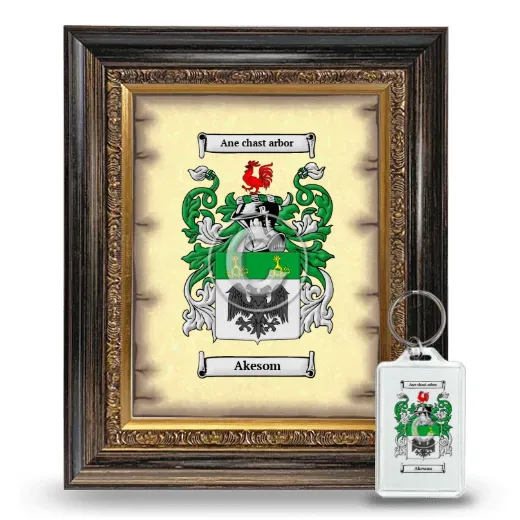 Akesom Framed Coat of Arms and Keychain - Heirloom